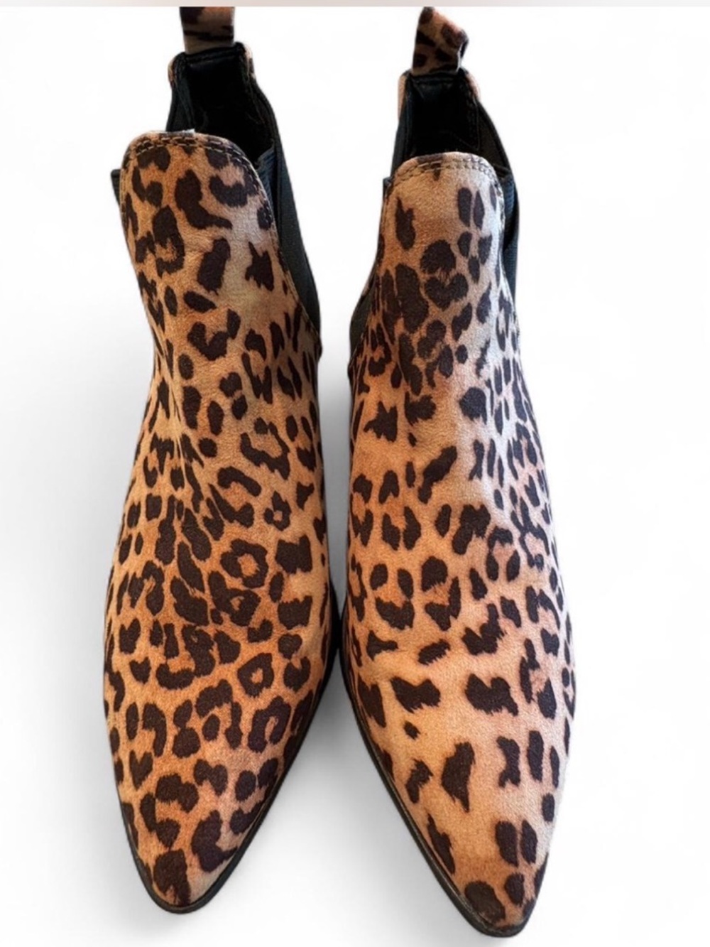 Bella Vita Leopard Print Pointed Booties-      Tan/Black